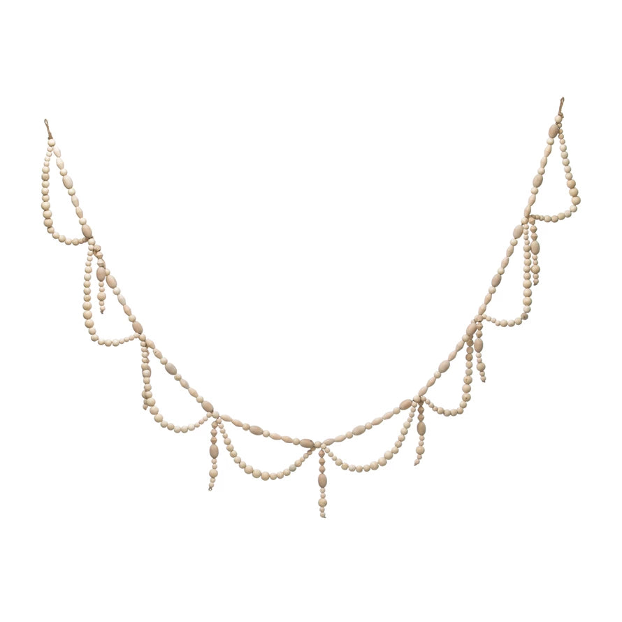 Light Wood Bead Swag Garland