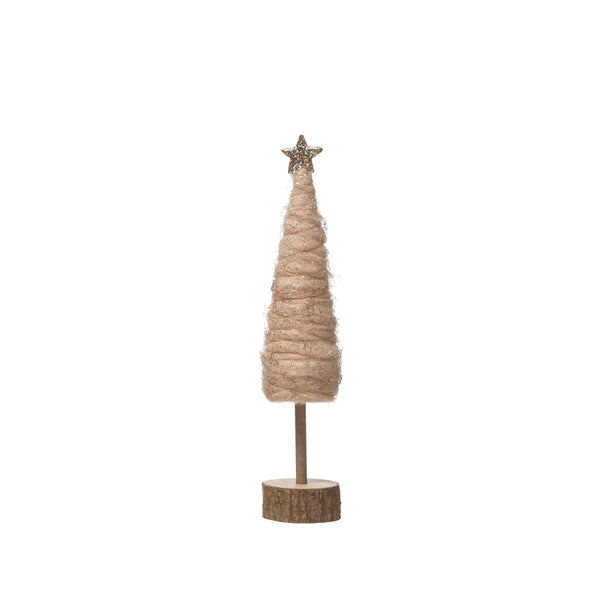 Wrapped Pink Wool Cone Tree