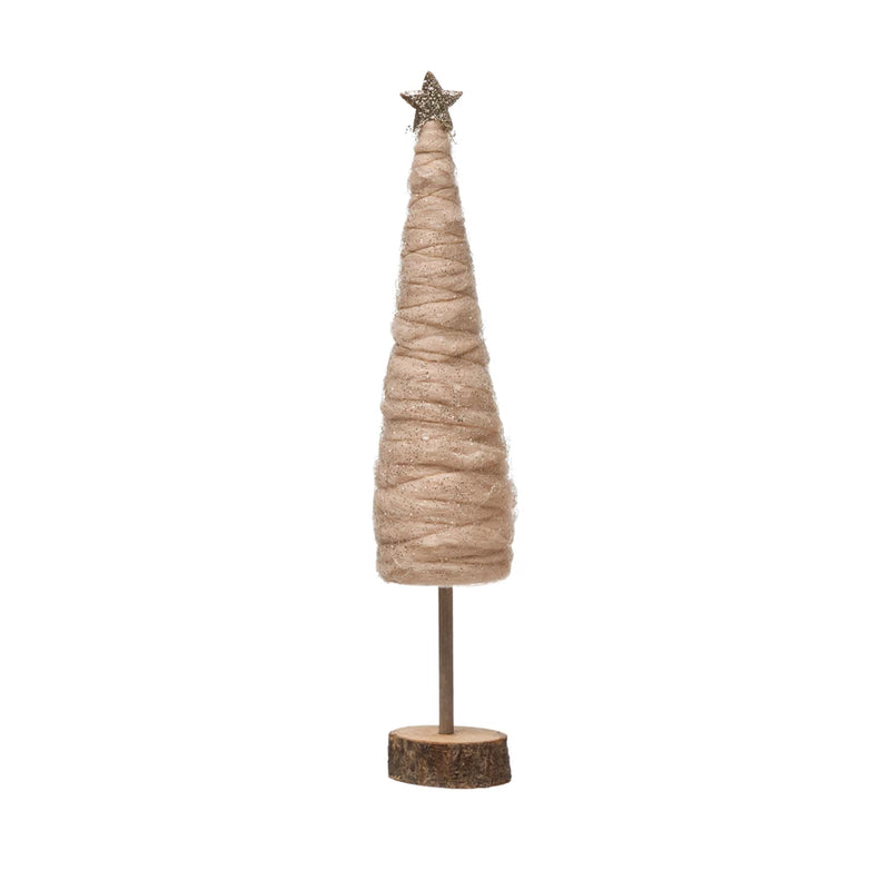 Wrapped Pink Wool Cone Tree