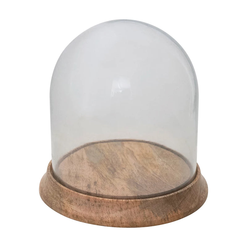 Mini Glass Cloche with Wood Base