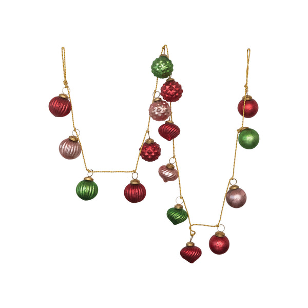 Embossed Mercury Glass Ball Ornament Garland