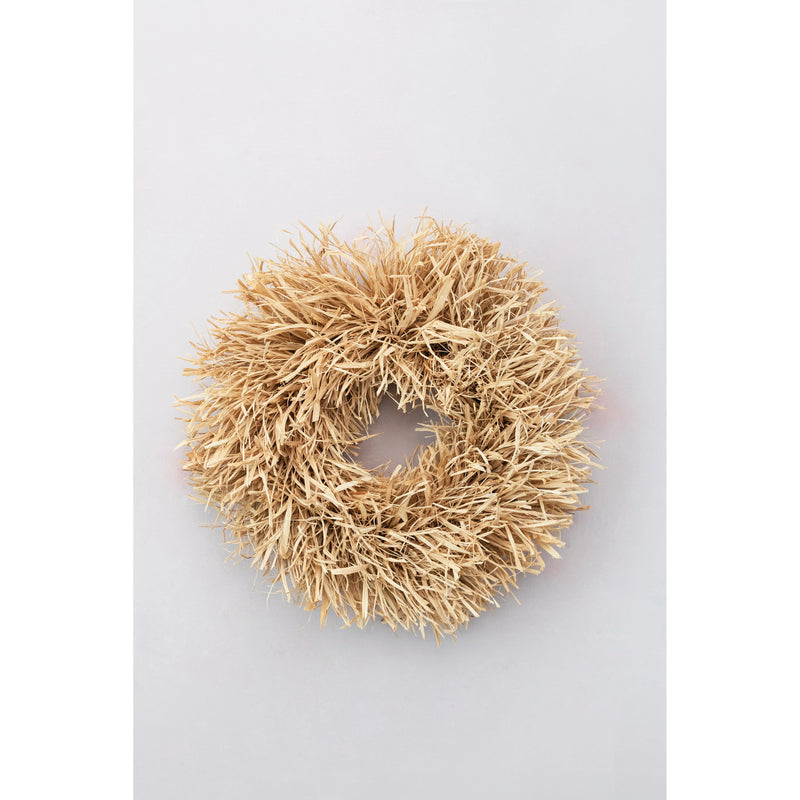 Dried Raffia Wreath With Ribbon