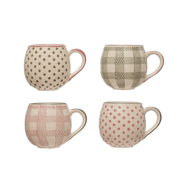 Pattern Hand-Painted Stoneware Mugs