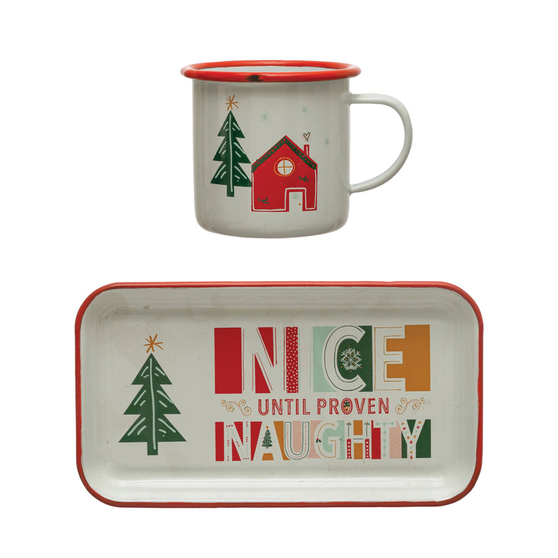 Nice Until Proven Naughty Mug and Tray Set