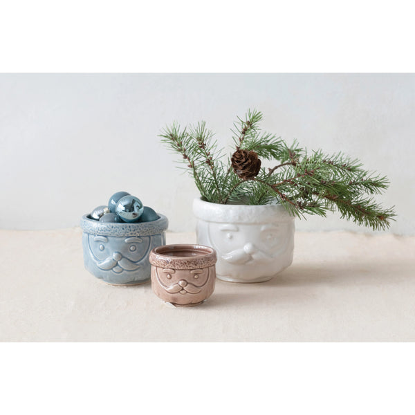 Stoneware Santa Pots