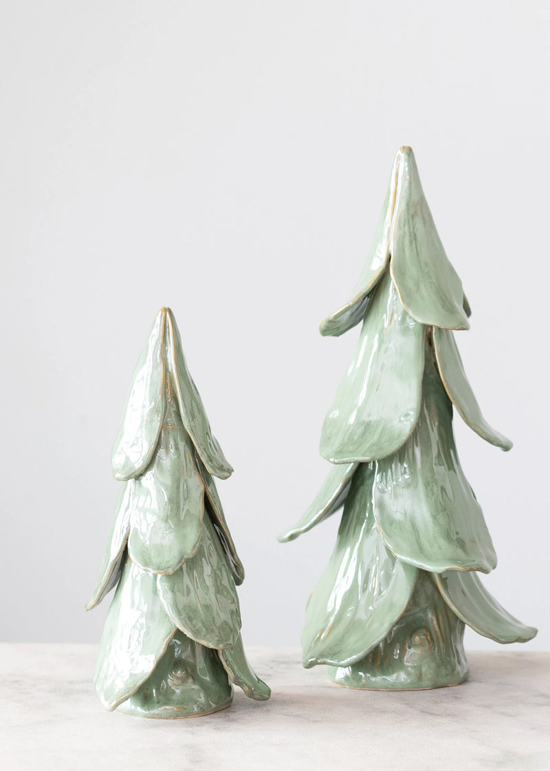 Handmade Mint Stoneware Trees