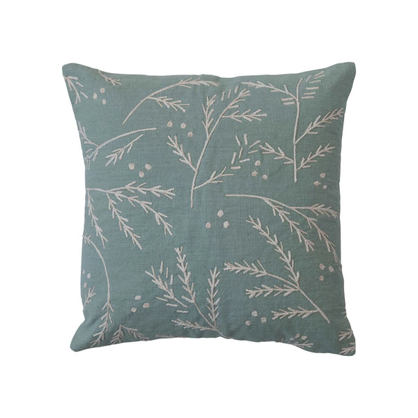 Winter Floral Embroidered Pillow