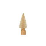 Cream Sisal Bottle Brush Tree with Carved Wood Base