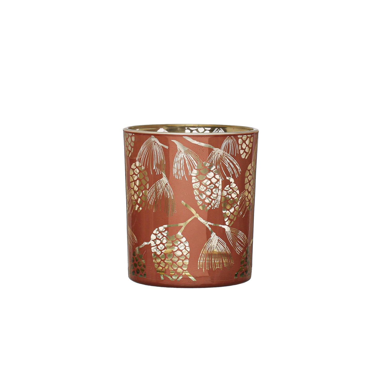 Pinecone Etched Glass Votive Holder